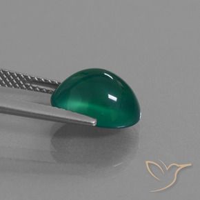 Ágata Verde bosque natural de 3.64 ct, Ovalada, Translúcido