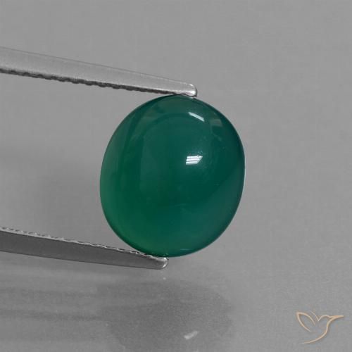 3.96ct Natural Verde oscuro medio Ágata, Ovalada, Translúcido