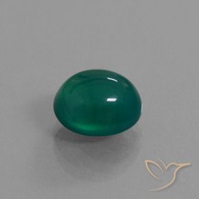 Ágata Verde oscuro medio natural de 3.96 ct, Ovalada, Translúcido