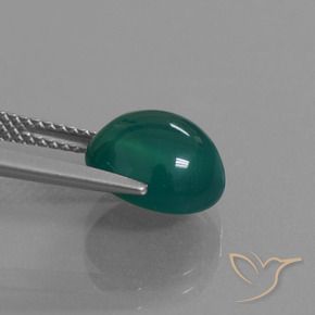 Ágata Verde oscuro medio natural de 3.96 ct, Ovalada, Translúcido