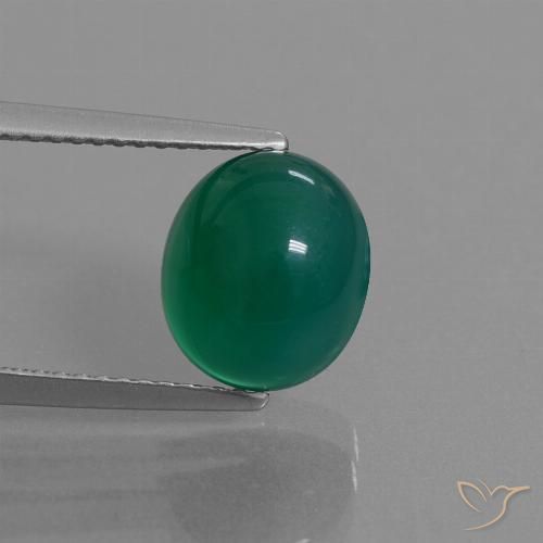 3.73ct Natural Verde medio Ágata, Ovalada, Translúcido