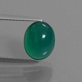 Ágata Verde medio natural de 3.57 ct, Corte Óvalo, Translúcido