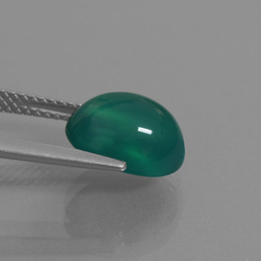 Ágata Verde medio natural de 3.57 ct, Corte Óvalo, Translúcido