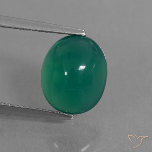 3.30ct Natural Verde medio Ágata, Ovalada, Translúcido