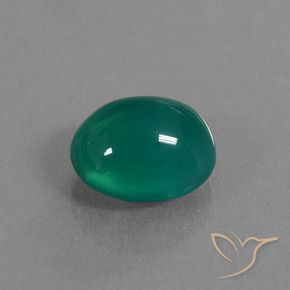 Ágata Verde medio natural de 3.30 ct, Ovalada, Translúcido