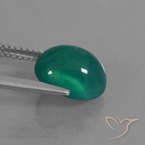 Ágata Verde medio natural de 3.30 ct, Ovalada, Translúcido