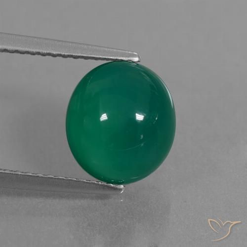 3.73ct Natural Verde medio Ágata, Ovalada, Translúcido