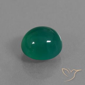Ágata Verde medio natural de 3.73 ct, Ovalada, Translúcido