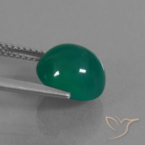 Ágata Verde medio natural de 3.73 ct, Ovalada, Translúcido