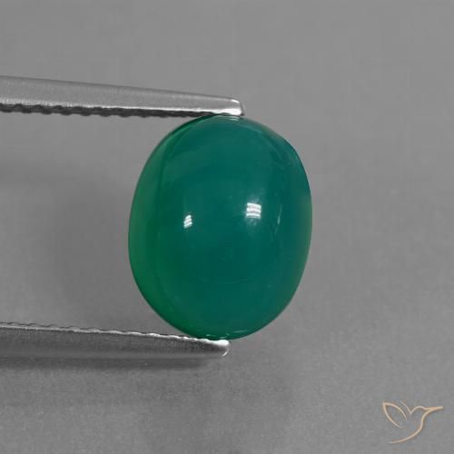 3.34ct Natural Verde medio Ágata, Ovalada, Translúcido