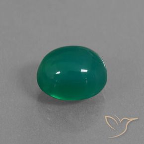 Ágata Verde medio natural de 3.34 ct, Ovalada, Translúcido