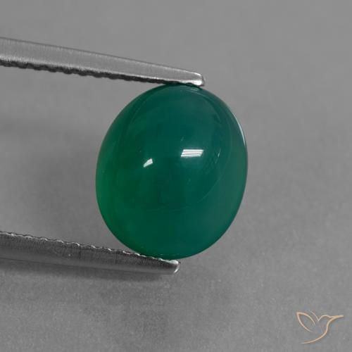 3.31ct Natural Verde oscuro medio Ágata, Ovalada, Translúcido