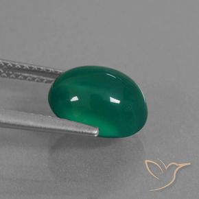 Ágata Verde natural de 3.12 ct, Ovalada, Translúcido