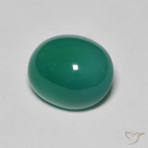 Ágata Verde medio natural de 3.50 ct, Ovalada, Translúcido
