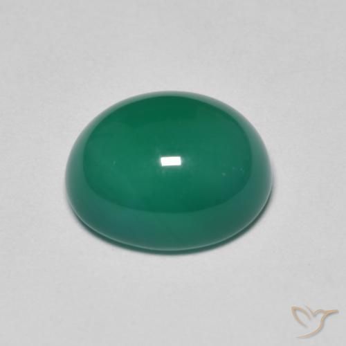 Ágata Verde medio natural de 3.50 ct, Ovalada, Translúcido