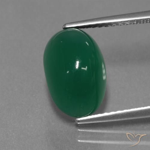 4.26ct Natural Verde medio Ágata, Ovalada, Translúcido
