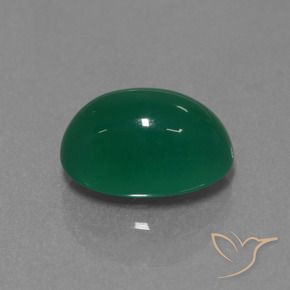 Ágata Verde medio natural de 4.26 ct, Ovalada, Translúcido