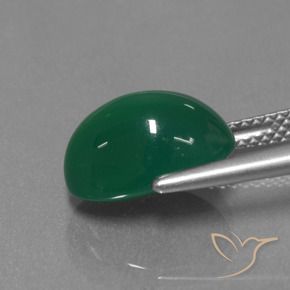 Ágata Verde medio natural de 4.26 ct, Ovalada, Translúcido