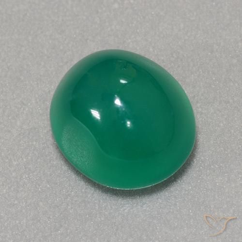 Ágata Verde medio natural de 3.20 ct, Ovalada, Translúcido