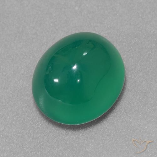 Ágata Verde medio natural de 3.20 ct, Ovalada, Translúcido