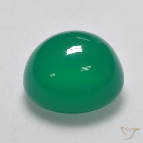 Ágata Verde medio natural de 3.32 ct, Corte Óvalo, Translúcido