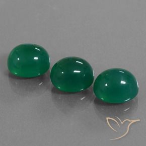 Gemas de Ágata Verde medio natural de 10.68 ct, Ovalada, Translúcido
