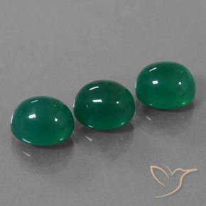 Gemas de Ágata Verde medio natural de 10.68 ct, Ovalada, Translúcido