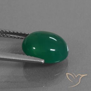 Ágata Verde natural de 3.37 ct, Ovalada, Translúcido