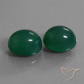 Gemas de Ágata Verde natural de 17.12 ct, Ovalada, Translúcido