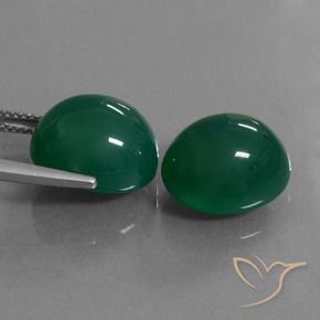 Gemas de Ágata Verde natural de 17.12 ct, Ovalada, Translúcido