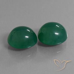 Gemas de Ágata Verde oscuro medio natural de 17.44 ct, Ovalada, Translúcido