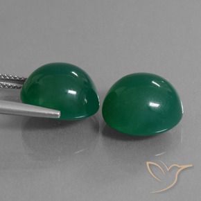 Gemas de Ágata Verde oscuro medio natural de 17.44 ct, Ovalada, Translúcido