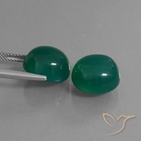Gemas de Ágata Verde natural de 16.35 ct, Ovalada, Translúcido