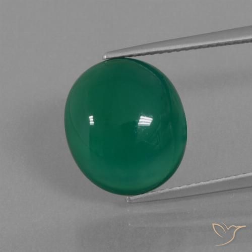 7.56ct Natural Verde medio Ágata, Ovalada, Translúcido