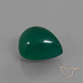 Ágata Verde bosque natural de 8.64 ct, En forma de pera, Translúcido