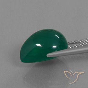 Ágata Verde bosque natural de 8.64 ct, En forma de pera, Translúcido
