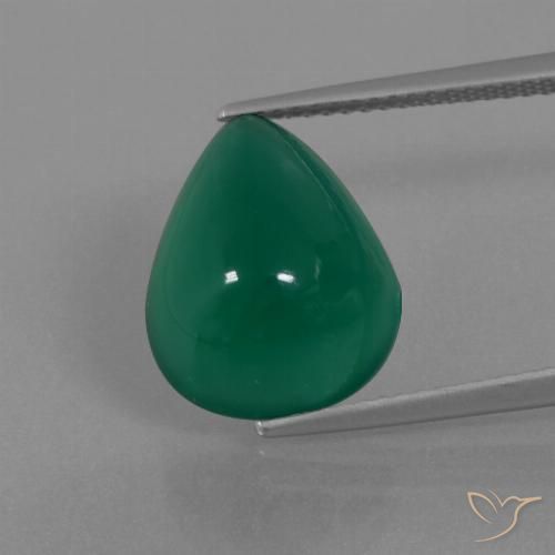 6.44ct Natural Verde medio Ágata, En forma de pera, Translúcido