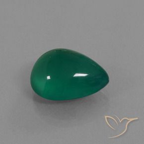 Ágata Verde medio natural de 6.44 ct, En forma de pera, Translúcido