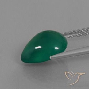 Ágata Verde medio natural de 6.44 ct, En forma de pera, Translúcido