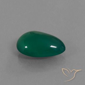 Ágata Verde bosque natural de 5.45 ct, En forma de pera, Translúcido