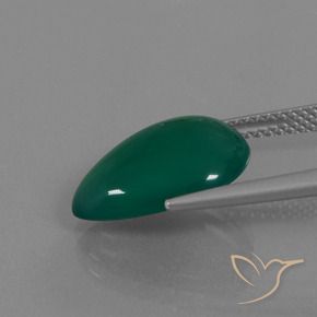 Ágata Verde bosque natural de 5.45 ct, En forma de pera, Translúcido