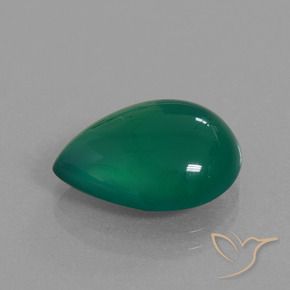 Ágata Verde bosque natural de 6.24 ct, En forma de pera, Translúcido