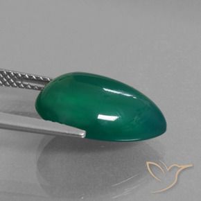 Ágata Verde bosque natural de 6.24 ct, En forma de pera, Translúcido