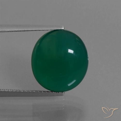 8.13ct Natural Verde oscuro medio Ágata, Ovalada, Translúcido, Photo A