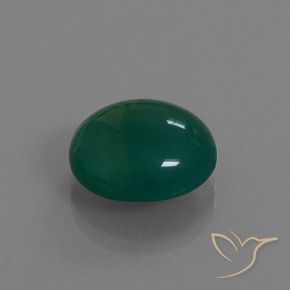 Ágata Verde oscuro medio natural de 8.13 ct, Ovalada, Translúcido