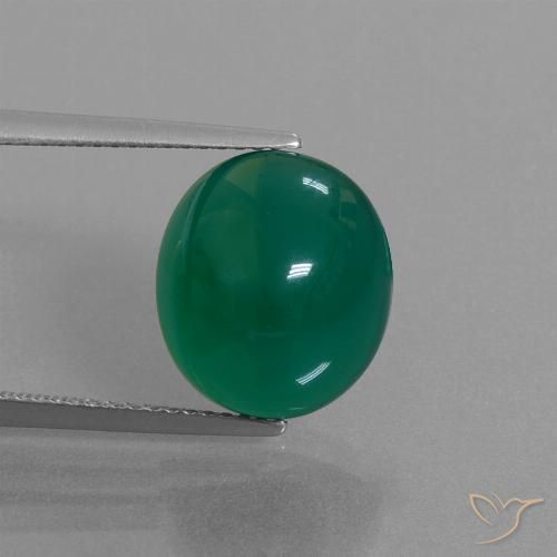 7.58ct Natural Verde bosque Ágata, Ovalada, Translúcido