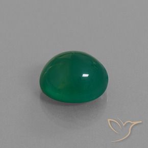 Ágata Verde bosque natural de 7.58 ct, Ovalada, Translúcido