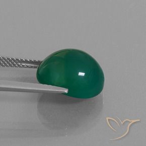 Ágata Verde bosque natural de 7.58 ct, Ovalada, Translúcido