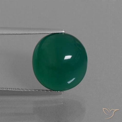 7.80ct Natural Verde oscuro medio Ágata, Ovalada, Translúcido