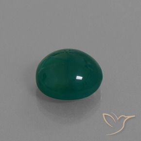 Ágata Verde oscuro medio natural de 7.80 ct, Ovalada, Translúcido
